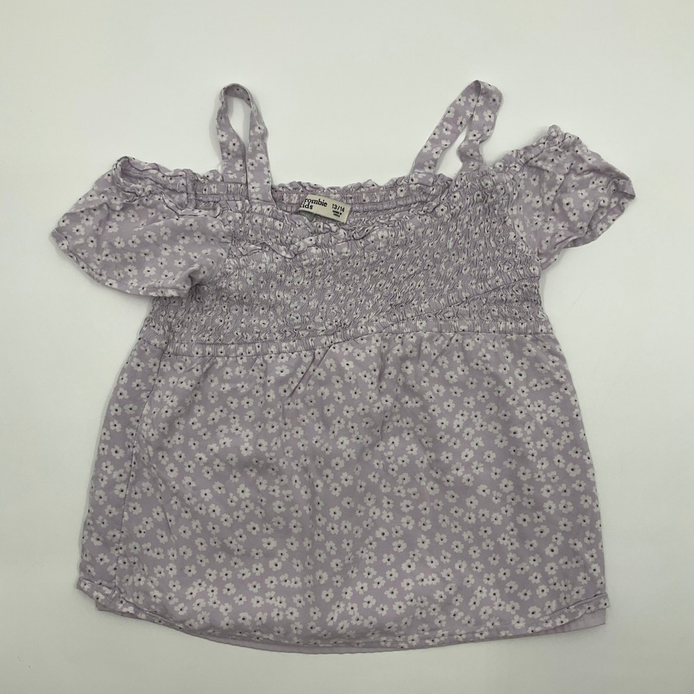 Abercrombie Kids Floral Smocked Top 13/14 Cottagecore Boho Fairycore Lavender
